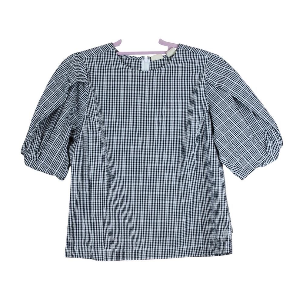 Levi's Zaida Black & White Gingham Seersucker Billowy Short Sleeves Top Size‎ L
